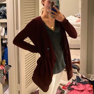 maroon cardigan
